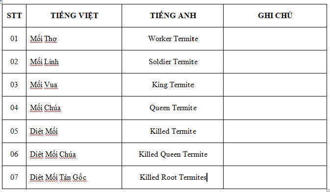 diệt mối tiếng anh là gì